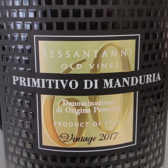 Etikett eines Primitivo di Manduria